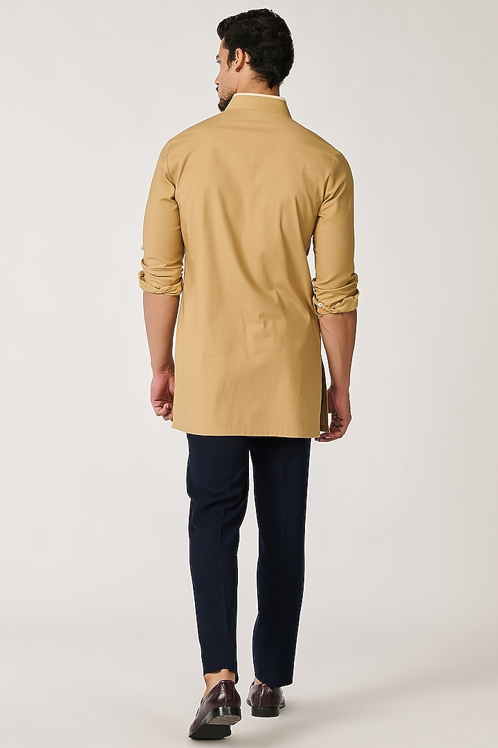 Beige Poly Blend & Viscose Kurta by S&N by Shantnu Nikhil Men at Pernia's Pop Up Shop