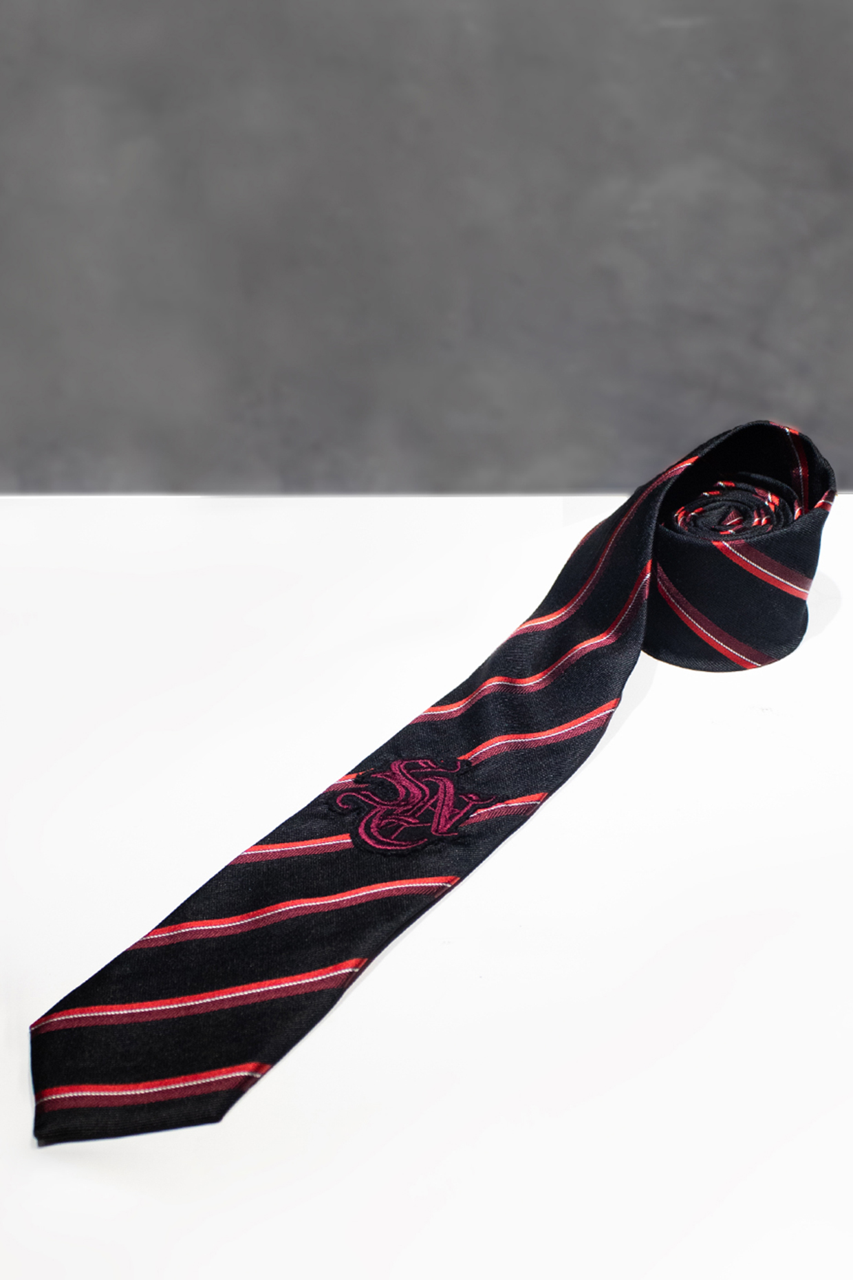 Black & Cherry Colored Silk Tie by S&N by Shantnu Nikhil Men