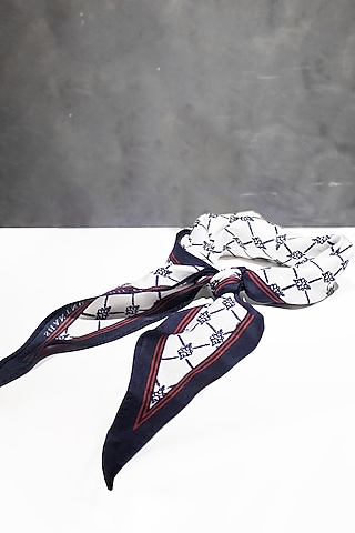 Off-White Twill Silk Neckerchief by S&N by Shantnu Nikhil Men