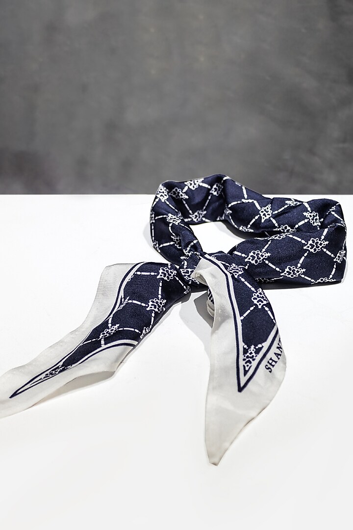 Navy Twill Silk Neckerchief by S&N by Shantnu Nikhil Men at Pernia's Pop Up Shop