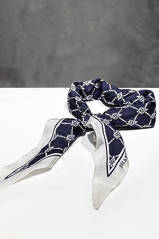 Navy Twill Silk Neckerchief by S&N by Shantnu Nikhil Men