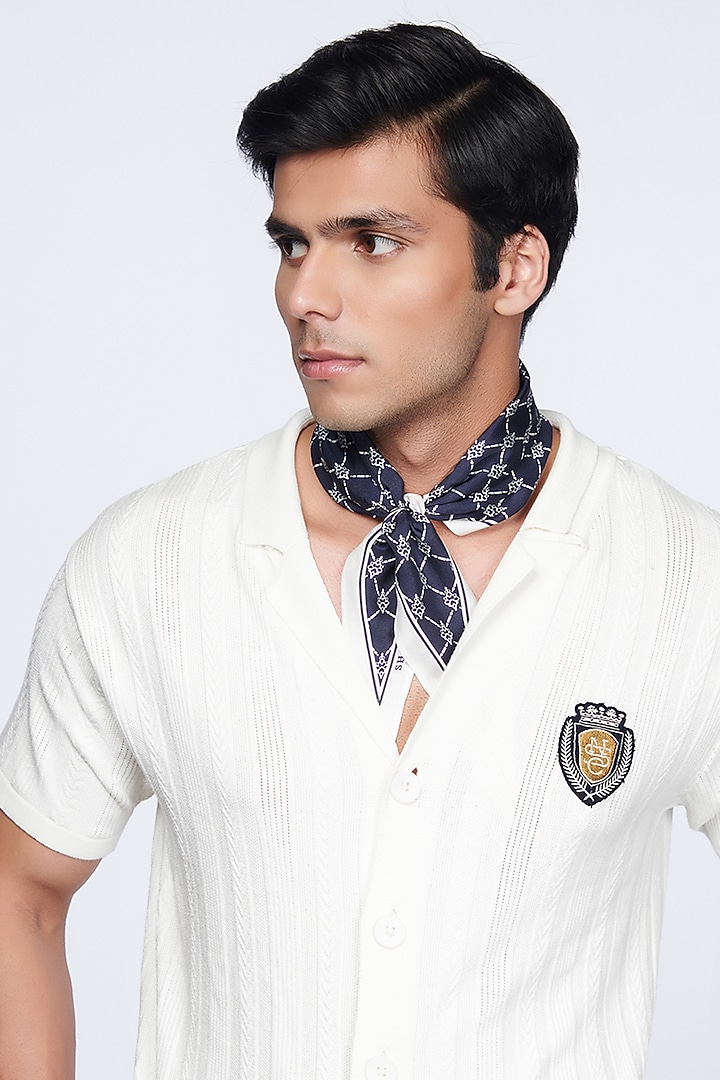 Navy Twill Silk Neckerchief by S&N by Shantnu Nikhil Men at Pernia's Pop Up Shop