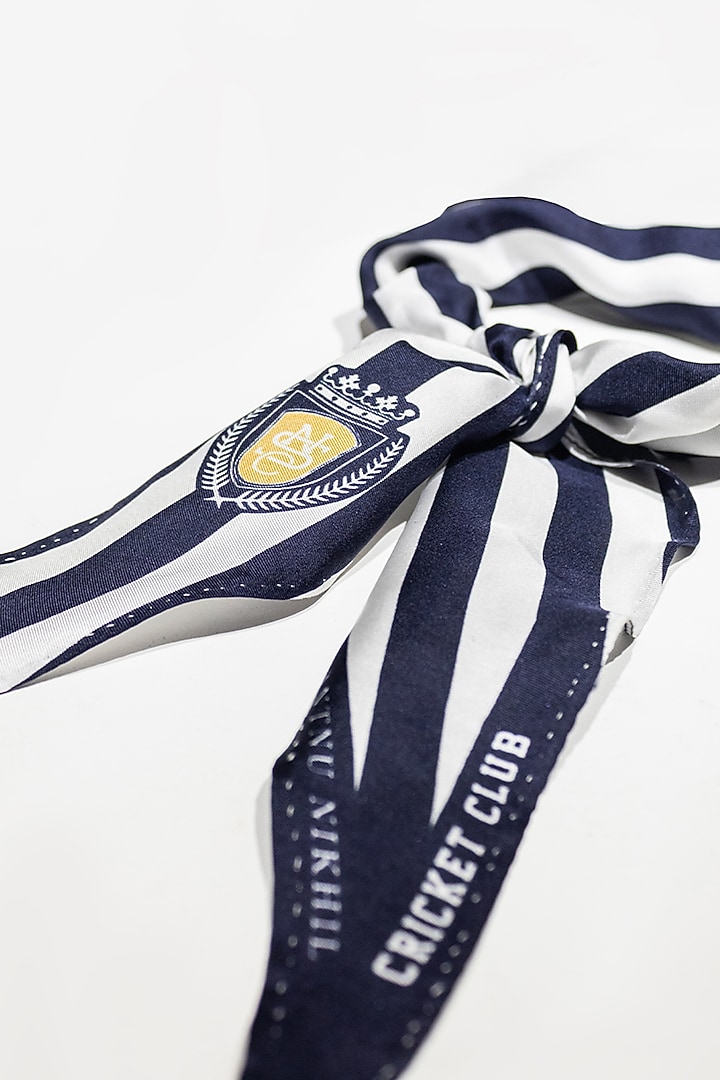Navy Twill Silk Striped Neckerchief by S&N by Shantnu Nikhil Men at Pernia's Pop Up Shop