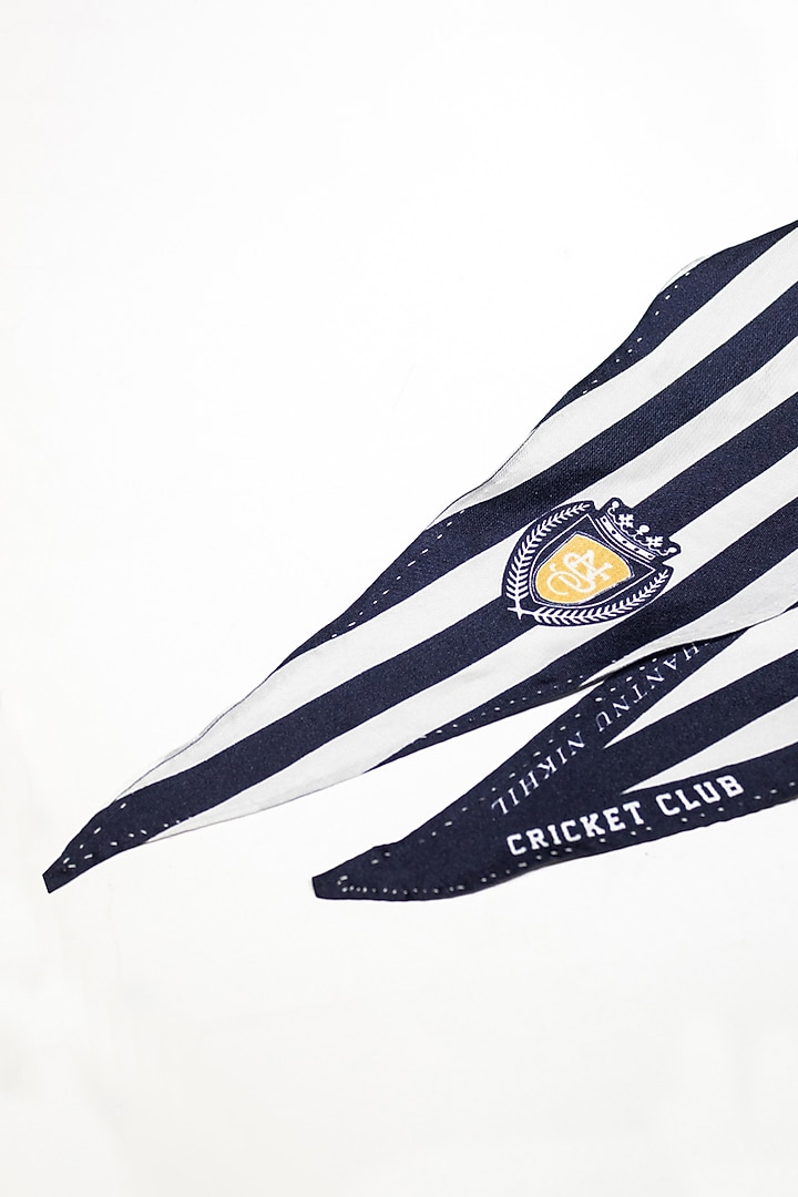 Navy Twill Silk Striped Neckerchief by S&N by Shantnu Nikhil Men at Pernia's Pop Up Shop