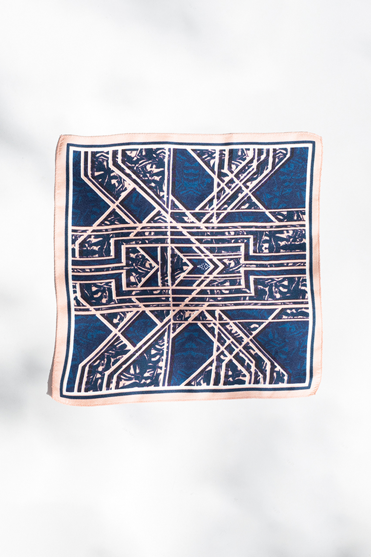 Navy Twill Silk Printed Pocket Square by S&N by Shantnu Nikhil Men