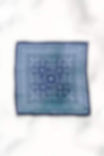 Dark Blue Twill Silk Printed Pocket Square by S&N by Shantnu Nikhil Men