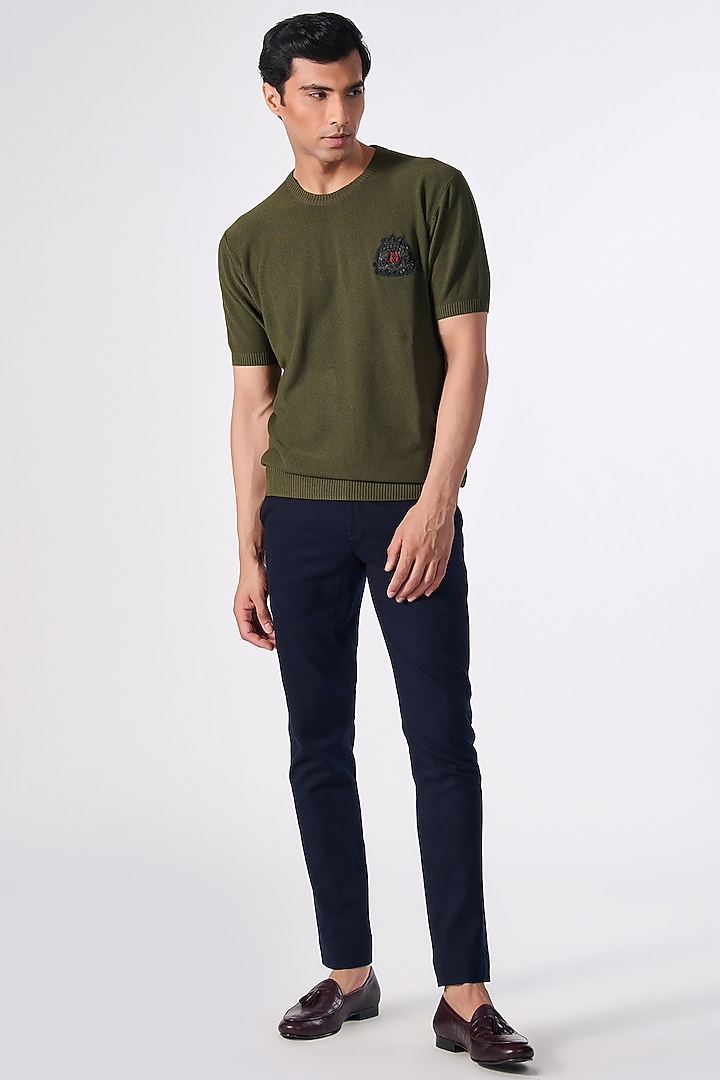 Olive Green Viscose T-Shirt by S&N by Shantnu Nikhil Men at Pernia's Pop Up Shop