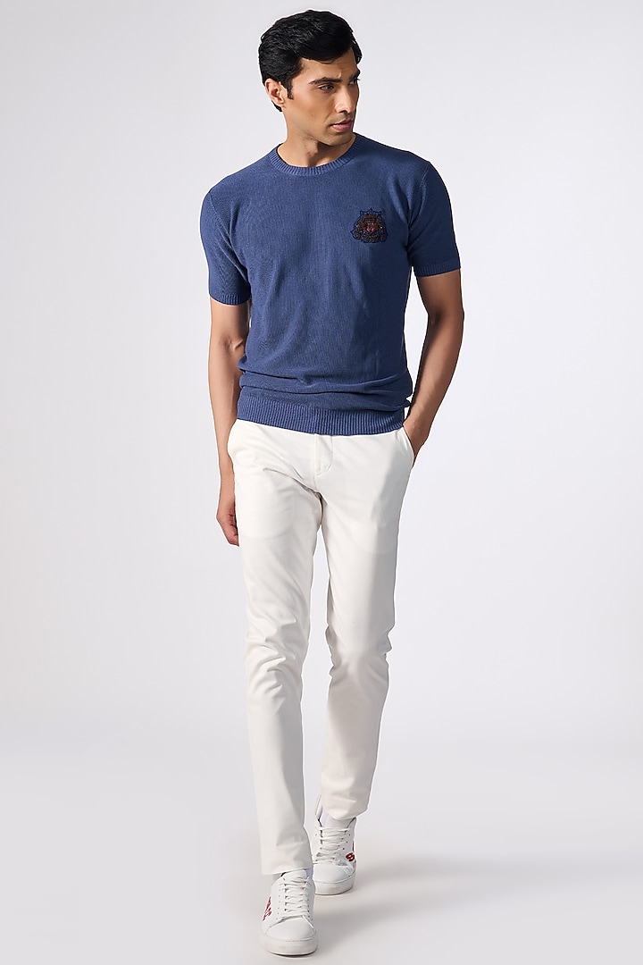 Blue Viscose T-Shirt by S&N by Shantnu Nikhil Men at Pernia's Pop Up Shop