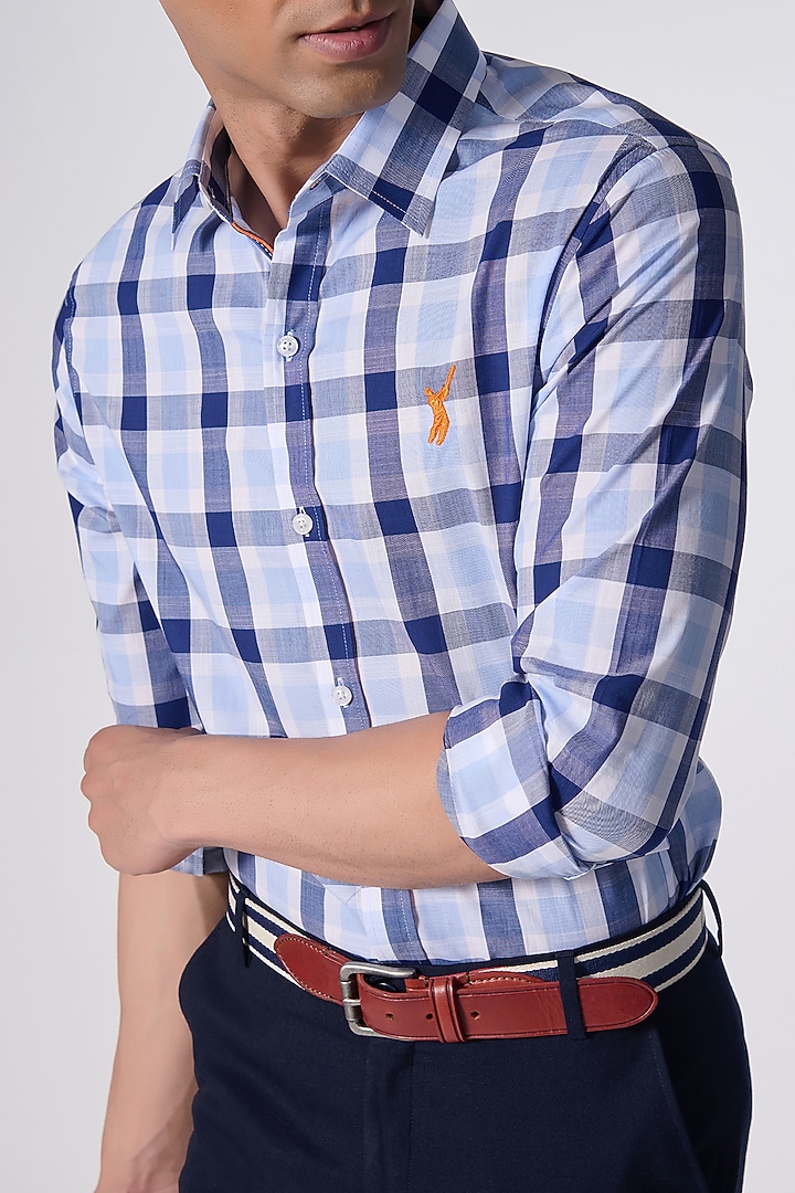 Blue Cotton Striped Party Wear Shirt by S&N by Shantnu Nikhil Men at Pernia's Pop Up Shop