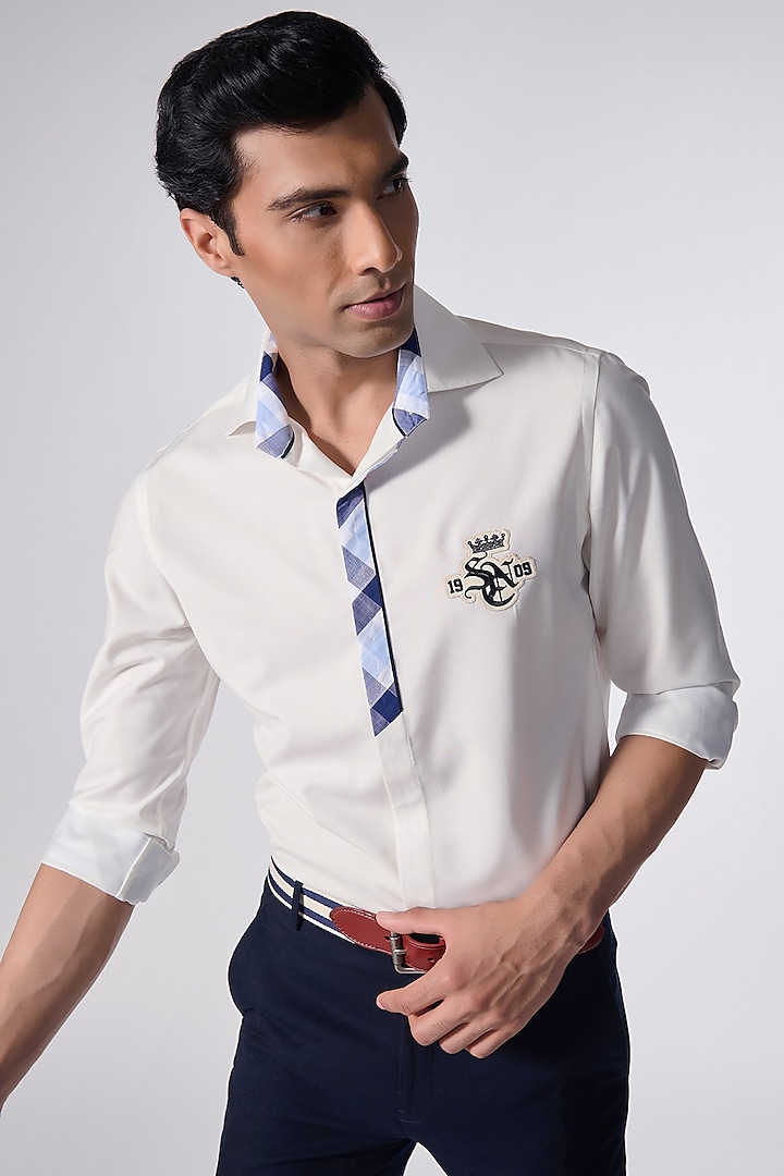 White Terylene Shirt by S&N by Shantnu Nikhil Men