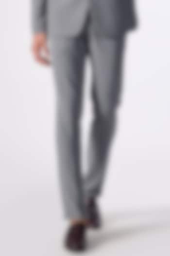 Grey Cotton & Poly Blend Trousers by S&N by Shantnu Nikhil Men