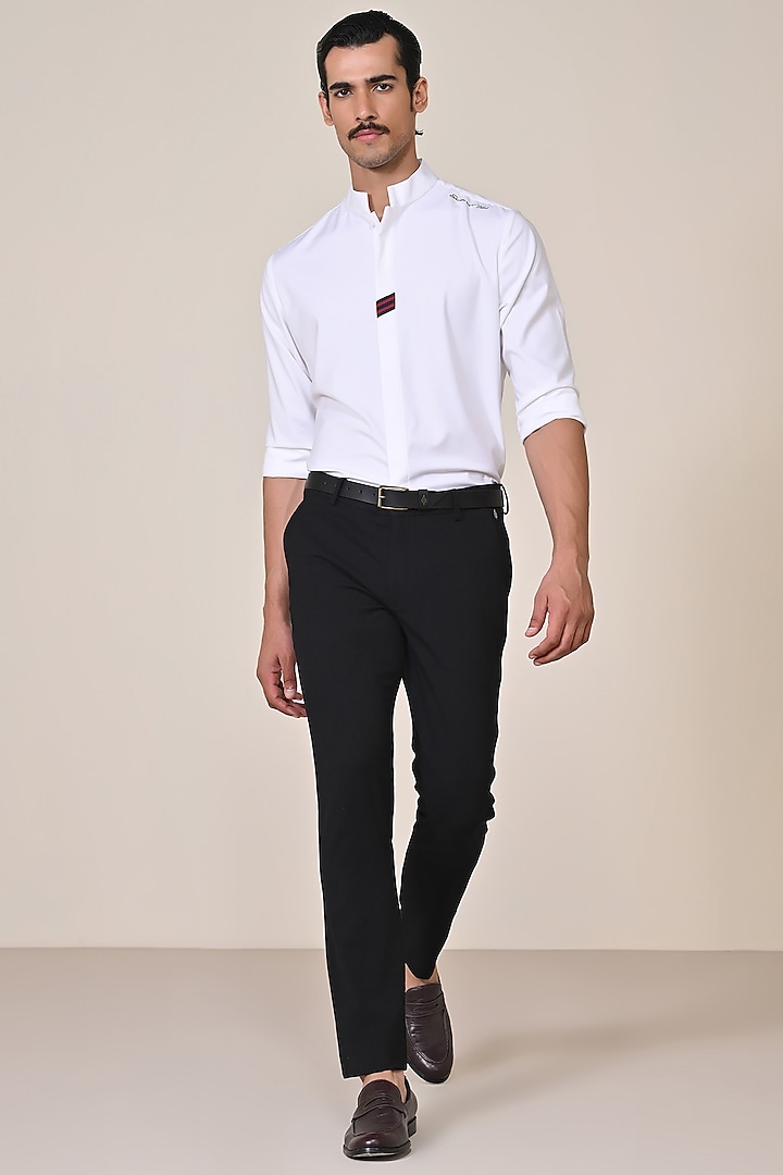 Off-White Terylene Viscose Spandex Blend Shirt by S&N by Shantnu Nikhil Men