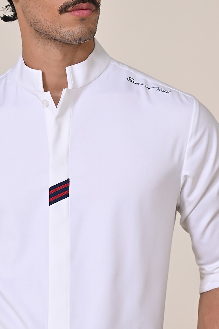 Off-White Terylene Viscose Spandex Blend Party Wear Shirt by S&N by Shantnu Nikhil Men at Pernia's Pop Up Shop