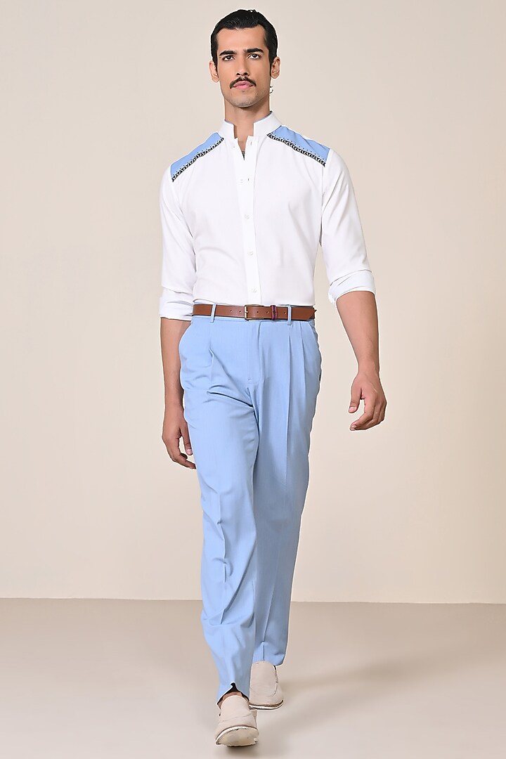 Off-White Viscose Suiting Blend Wedding Shirt by S&N by Shantnu Nikhil Men at Pernia's Pop Up Shop