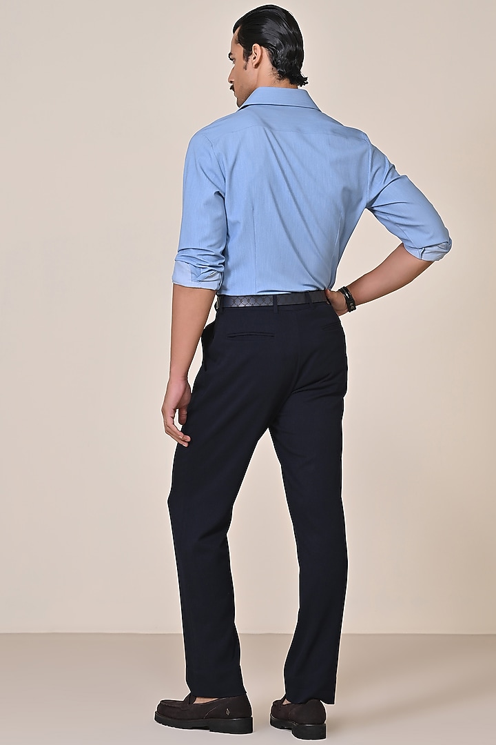 Light Blue Color-Blocked Terylene Viscose Spandex Blend Wedding Shirt by S&N by Shantnu Nikhil Men at Pernia's Pop Up Shop