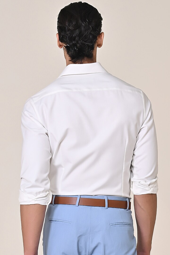 Off-White Viscose Suiting Blend Wedding Shirt by S&N by Shantnu Nikhil Men at Pernia's Pop Up Shop