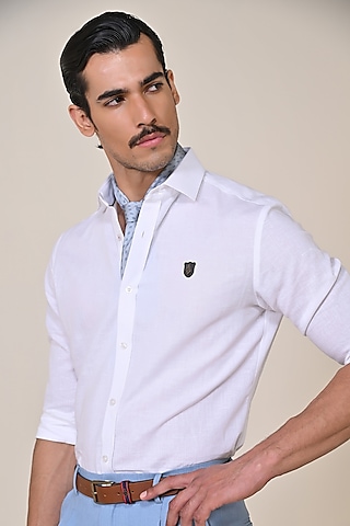 Off-White Linen Shirt by S&N by Shantnu Nikhil Men