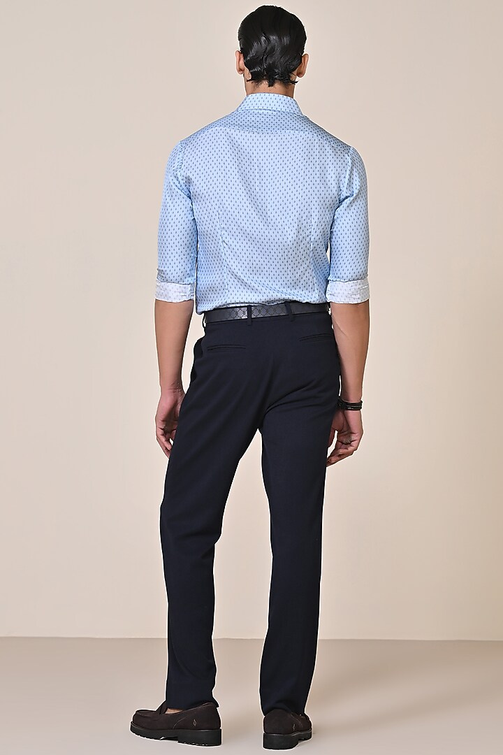 Light Blue Silk Twill Printed Wedding Shirt by S&N by Shantnu Nikhil Men at Pernia's Pop Up Shop