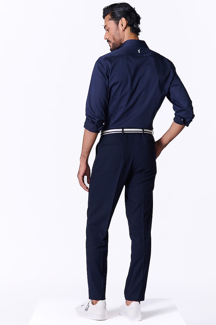 White Color-Block Cotton Lycra Party Wear Shirt by S&N by Shantnu Nikhil Men at Pernia's Pop Up Shop