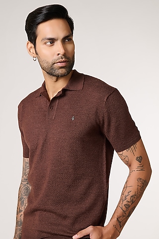 Choco-Colored Merino Wool T-shirt by S&N by Shantnu Nikhil Men