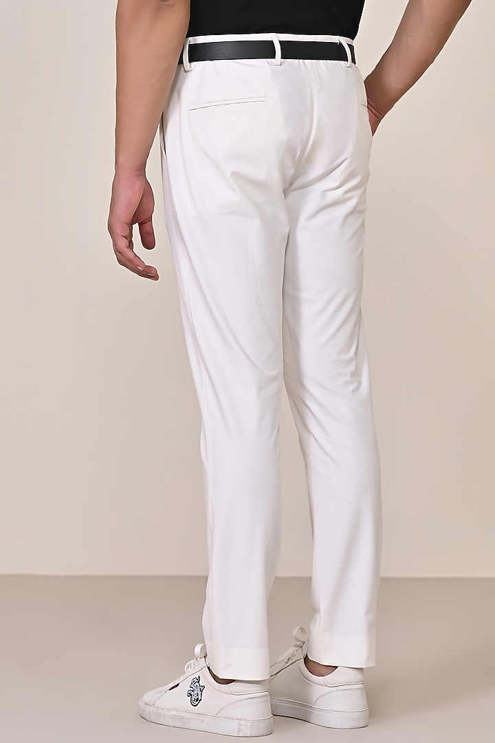 Off-White Cotton Nylon Spandex Blend Trousers by S&N by Shantnu Nikhil Men at Pernia's Pop Up Shop