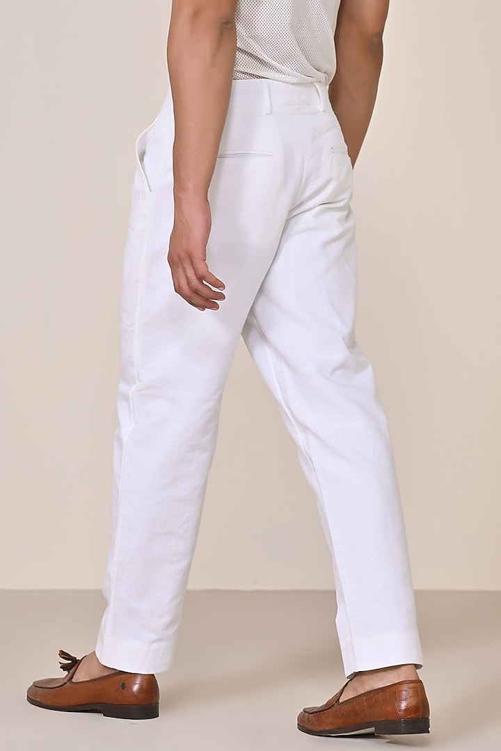 Off-White Linen Trousers by S&N by Shantnu Nikhil Men at Pernia's Pop Up Shop