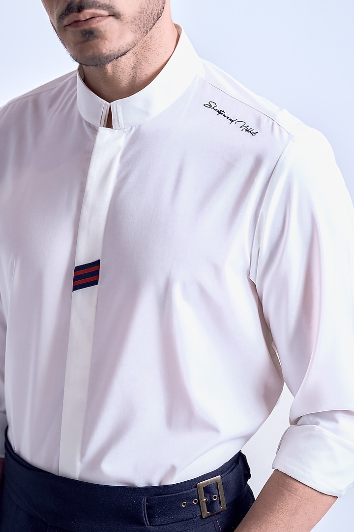 Off-White Terylene Party Wear Shirt by S&N by Shantnu Nikhil Men at Pernia's Pop Up Shop