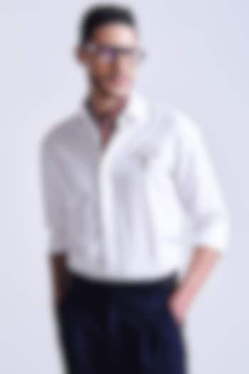 Off-White Terylene Viscose Lycra Insignia Wedding Shirt by S&N by Shantnu Nikhil Men at Pernia's Pop Up Shop