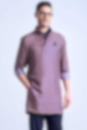 Navy Blue Silk Twill Geometric Motif Kurta by S&N by Shantnu Nikhil Men at Pernia's Pop Up Shop