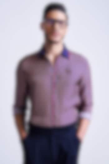 Navy Blue Silk Twill Chevron Printed Wedding Shirt by S&N by Shantnu Nikhil Men at Pernia's Pop Up Shop