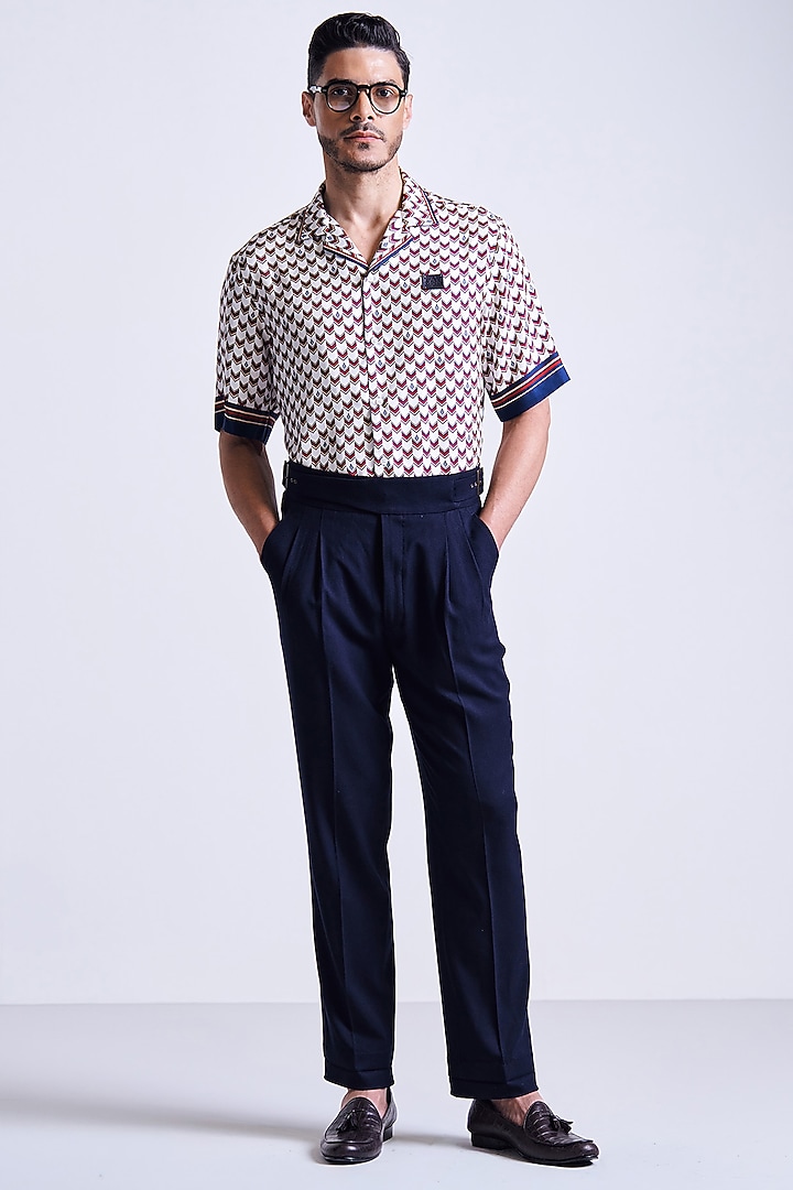 Off-White Silk Twill Geographic Printed Wedding Shirt by S&N by Shantnu Nikhil Men at Pernia's Pop Up Shop