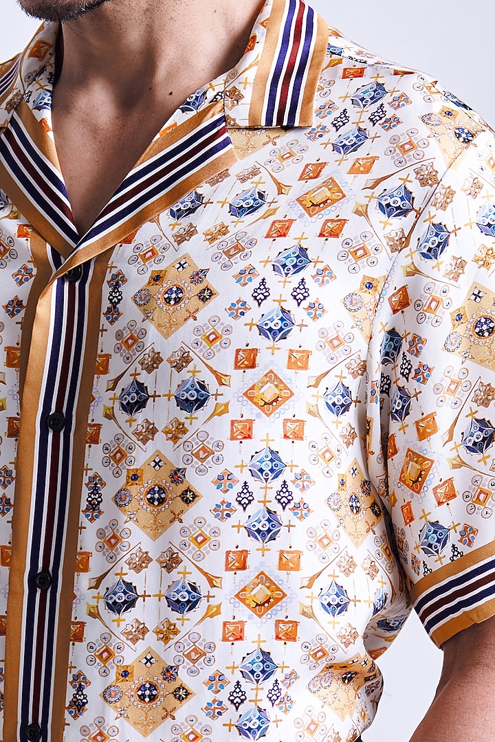 Multi-Colored Silk Twill Floral Printed Wedding Shirt by S&N by Shantnu Nikhil Men at Pernia's Pop Up Shop