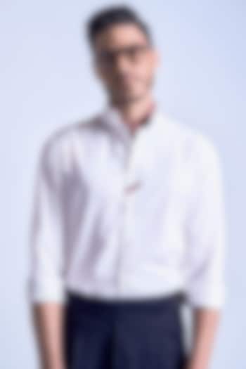 Off-White Terylene Viscose Lycra Wedding Shirt by S&N by Shantnu Nikhil Men at Pernia's Pop Up Shop