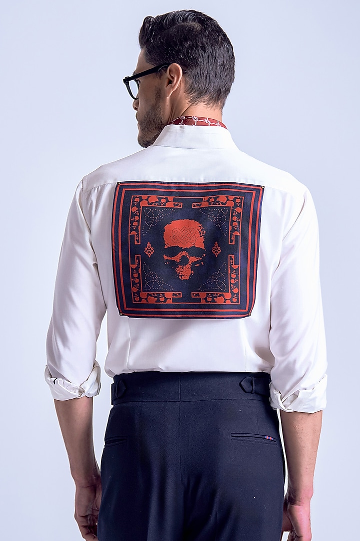 Off-White Terylene Viscose Lycra Wedding Shirt by S&N by Shantnu Nikhil Men at Pernia's Pop Up Shop