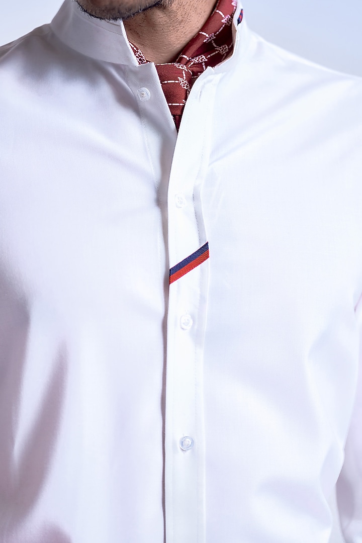 Off-White Terylene Viscose Lycra Wedding Shirt by S&N by Shantnu Nikhil Men at Pernia's Pop Up Shop