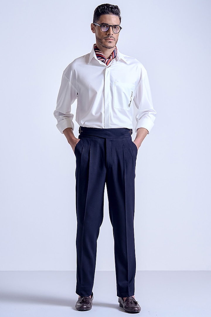 Off-White Terylene Viscose Lycra Party Wear Shirt by S&N by Shantnu Nikhil Men at Pernia's Pop Up Shop