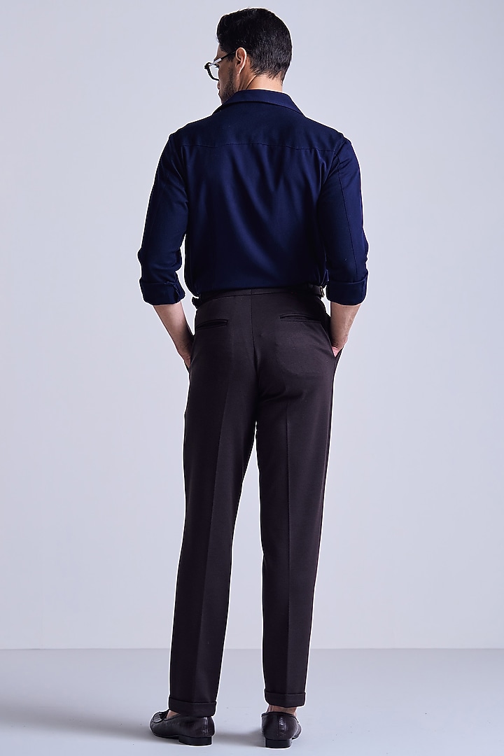 Navy Blue Rayon Blend Suiting Wedding Shirt by S&N by Shantnu Nikhil Men at Pernia's Pop Up Shop