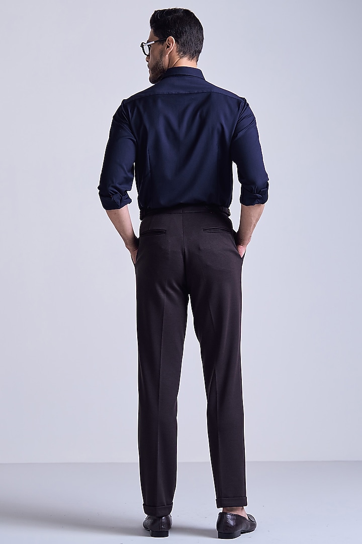Navy Blue Rayon Blend Suiting Wedding Shirt by S&N by Shantnu Nikhil Men at Pernia's Pop Up Shop