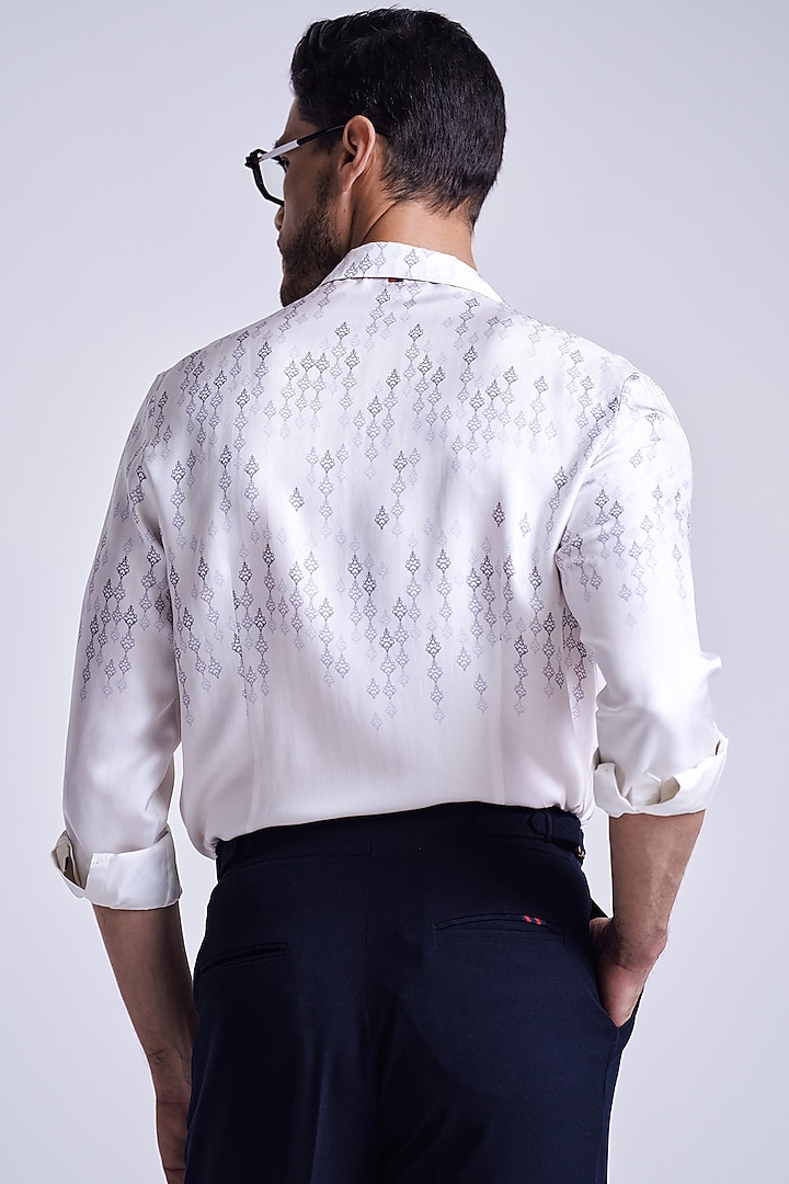 Off-White Silk Twill Adamas Printed Wedding Shirt by S&N by Shantnu Nikhil Men at Pernia's Pop Up Shop