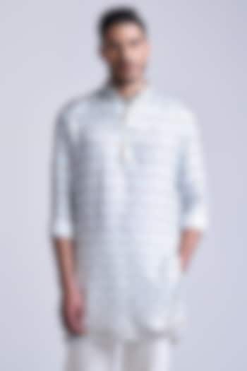 Mint Green Silk Twill Golden Printed Kurta by S&N by Shantnu Nikhil Men at Pernia's Pop Up Shop