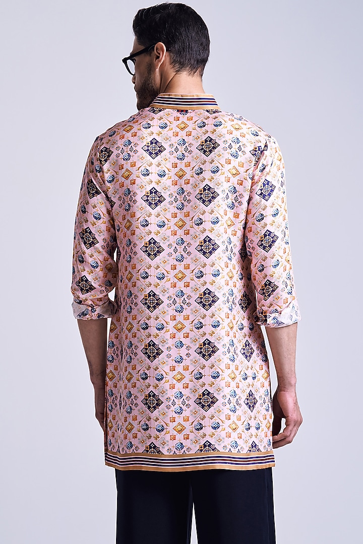Multi-Colored Silk Twill Mosaic Printed Kurta by S&N by Shantnu Nikhil Men at Pernia's Pop Up Shop