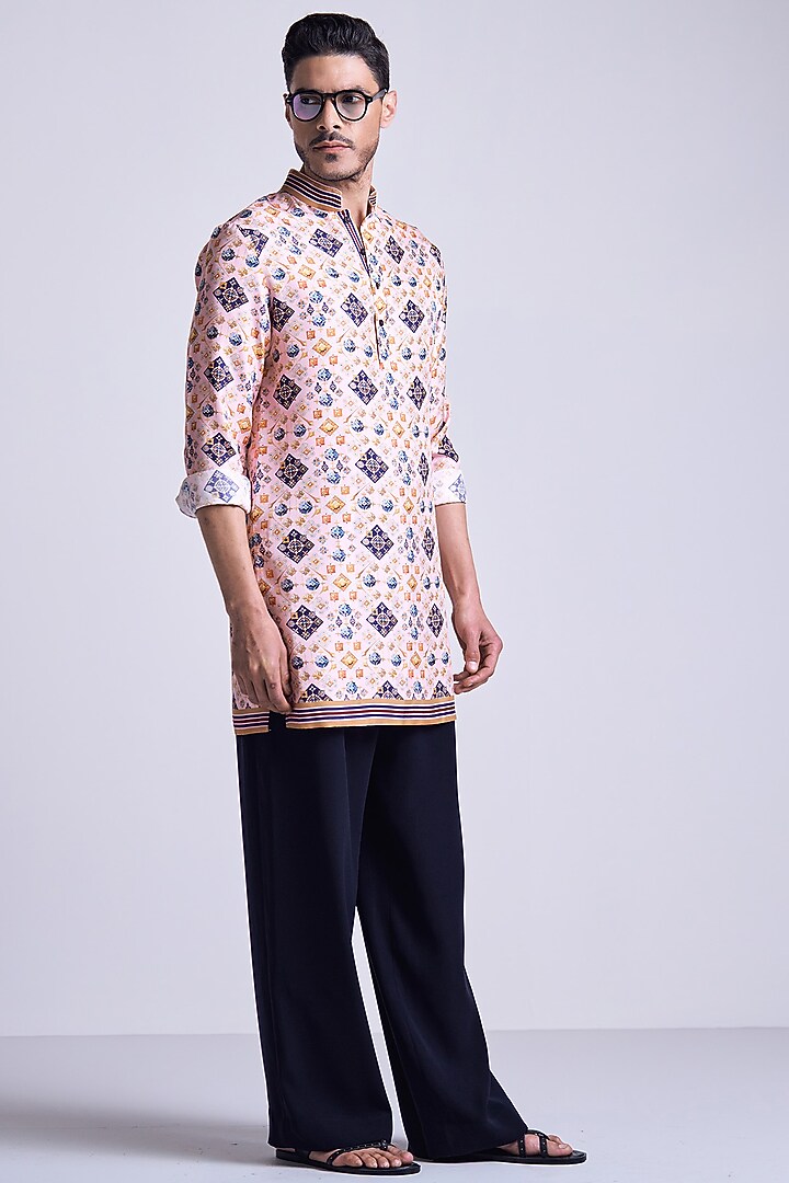 Multi-Colored Silk Twill Mosaic Printed Kurta by S&N by Shantnu Nikhil Men at Pernia's Pop Up Shop