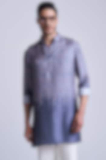 Grey Silk Twill Adamas Gradient Printed Kurta by S&N by Shantnu Nikhil Men at Pernia's Pop Up Shop