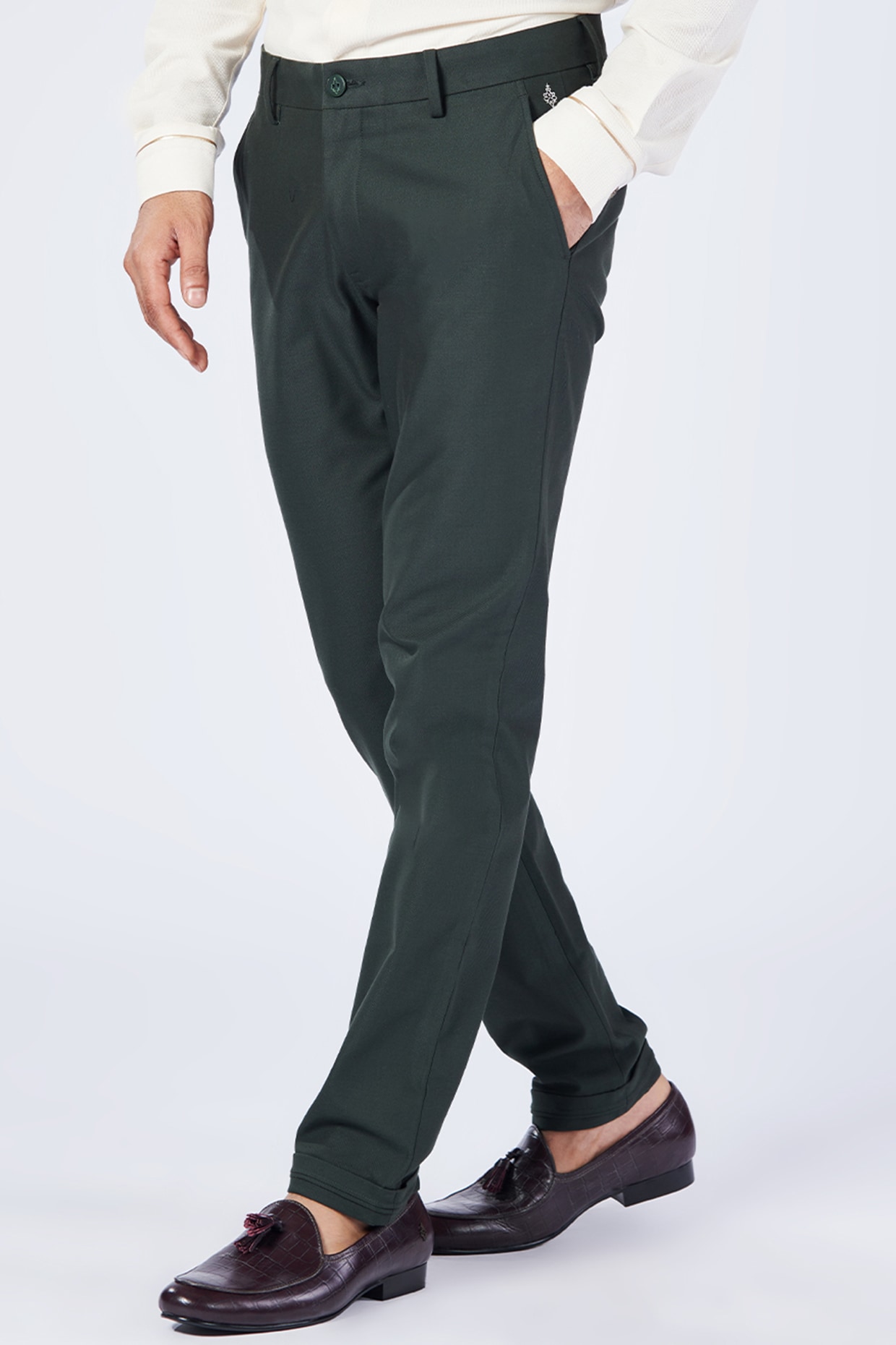 Buy Louis Philippe Dark Grey Mid Rise Flat Front Trousers for Men Online @  Tata CLiQ