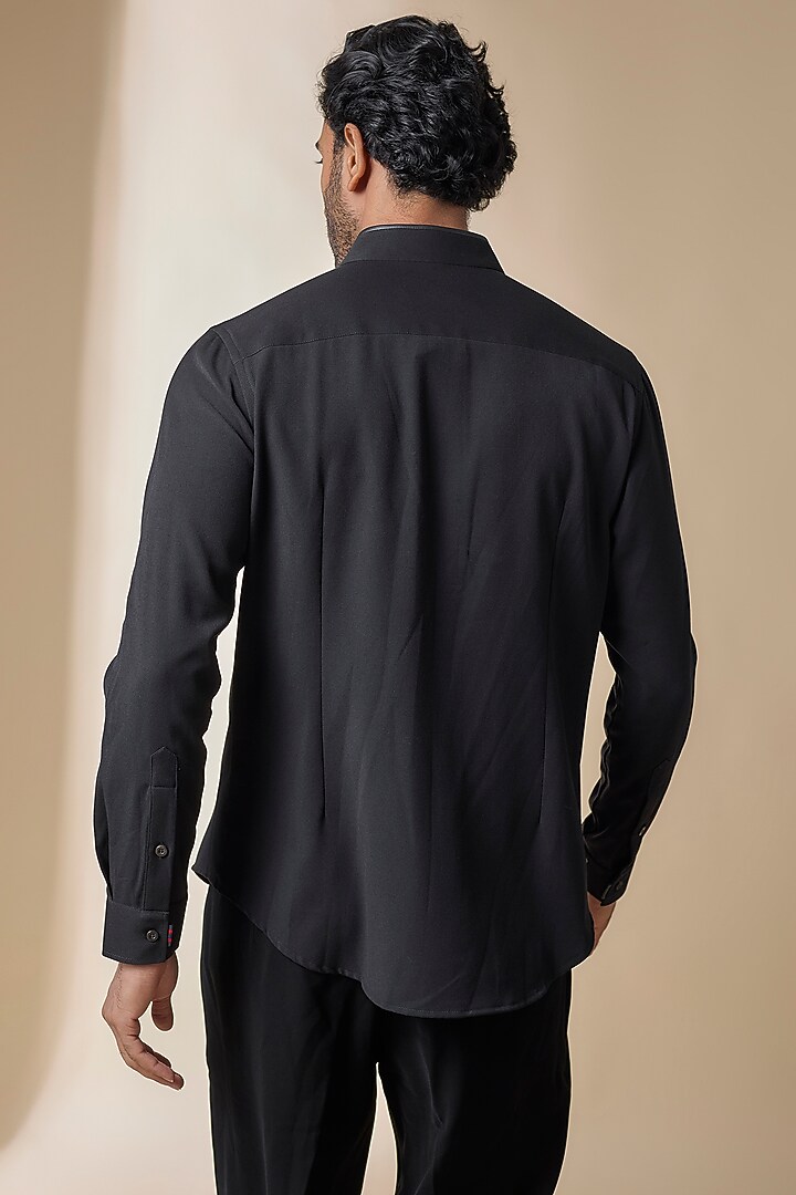 Black Terylene Viscose Lycra Party Wear Shirt by S&N by Shantnu Nikhil Men at Pernia's Pop Up Shop