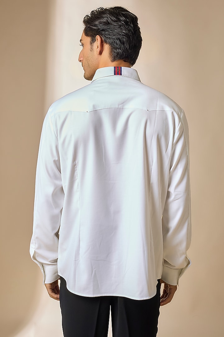 Off-White Terylene Viscose Lycra Wedding Shirt by S&N by Shantnu Nikhil Men at Pernia's Pop Up Shop