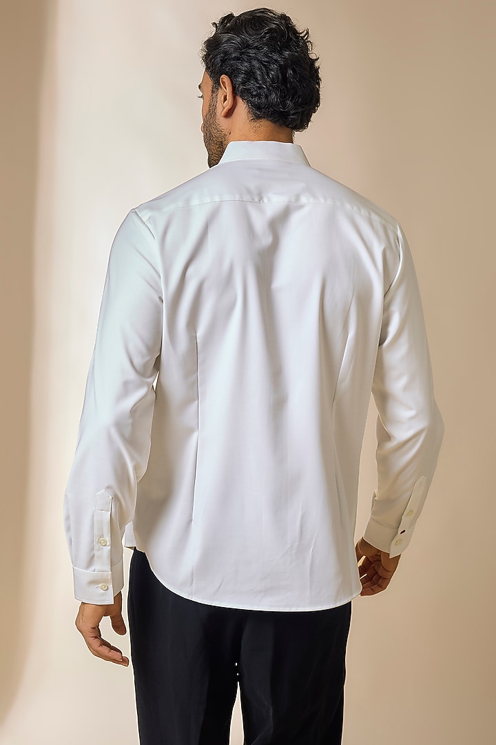 Off-White Terylene Viscose Lycra Wedding Shirt by S&N by Shantnu Nikhil Men at Pernia's Pop Up Shop