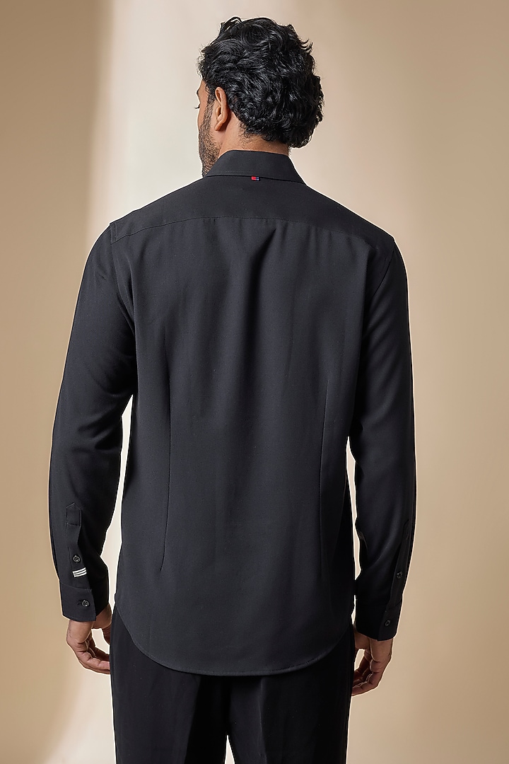 Black Terylene Viscose Lycra Wedding Shirt by S&N by Shantnu Nikhil Men at Pernia's Pop Up Shop