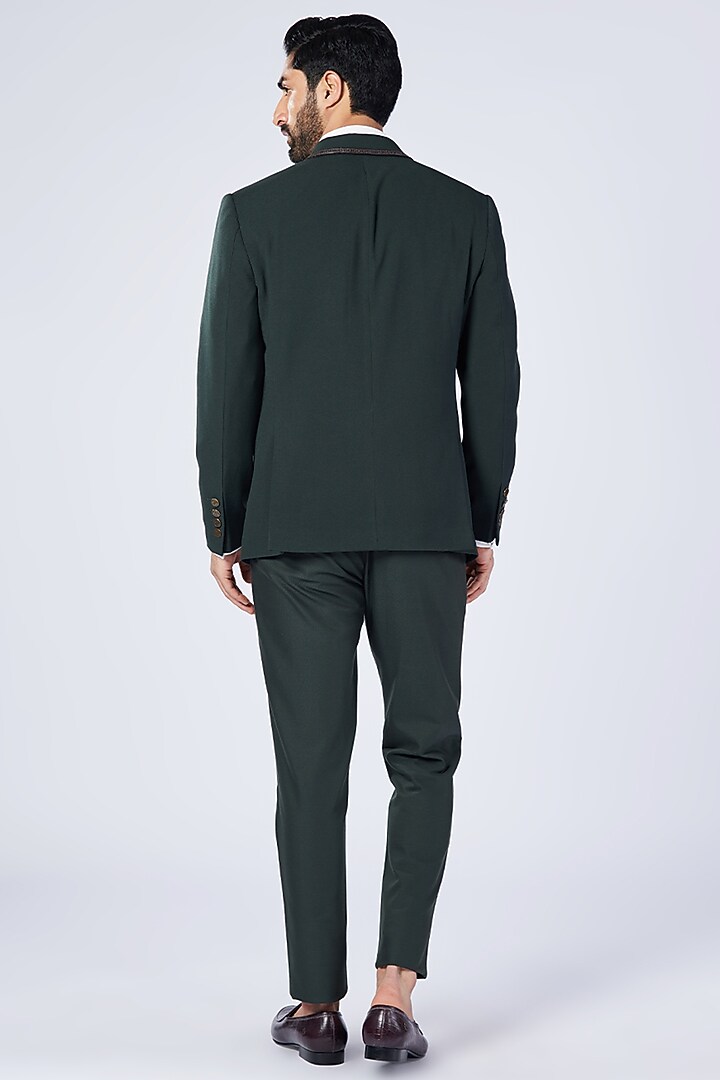 Green Viscose & Lycra Embroidered Jacket by S&N by Shantnu Nikhil Men at Pernia's Pop Up Shop