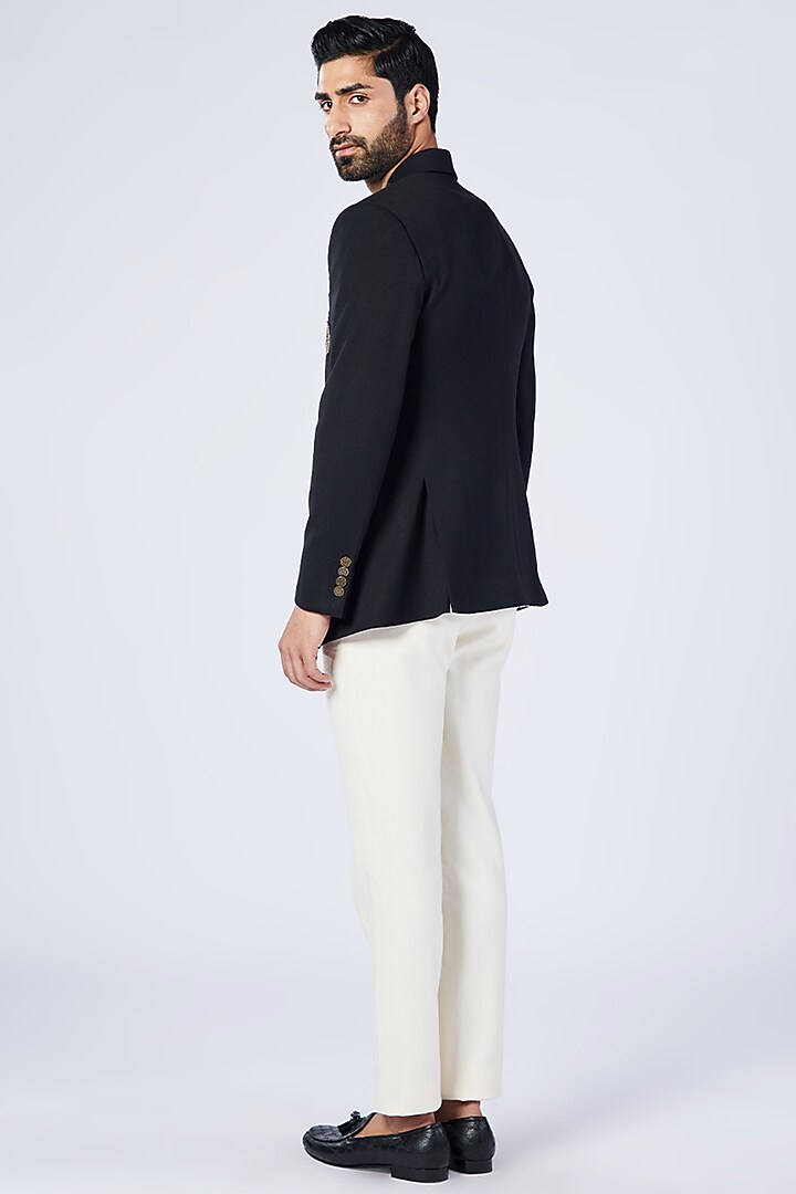 Black Poly Blend & Lycra Jacket by S&N by Shantnu Nikhil Men at Pernia's Pop Up Shop